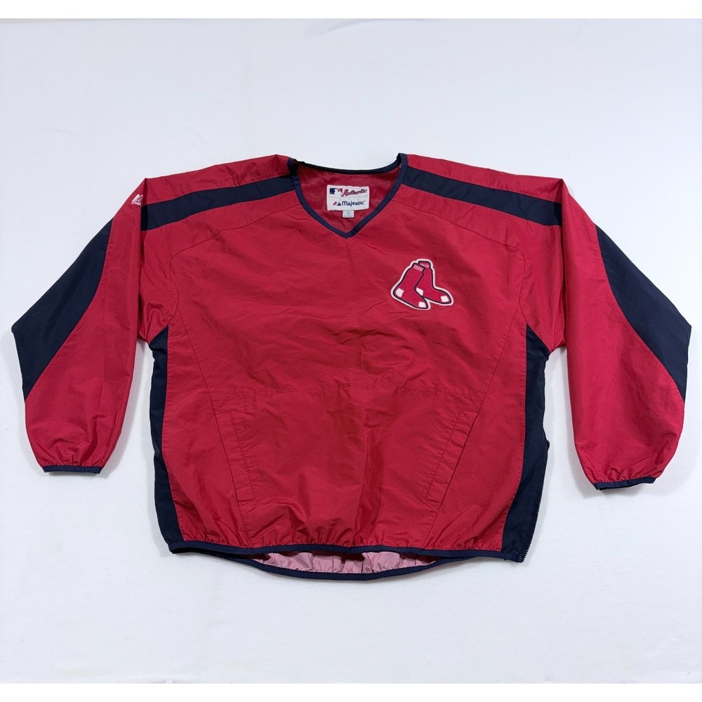 VTG Boston Red Sox‎ Jacket Mens L Red Majestic Baseball MLB Coach Windbreaker